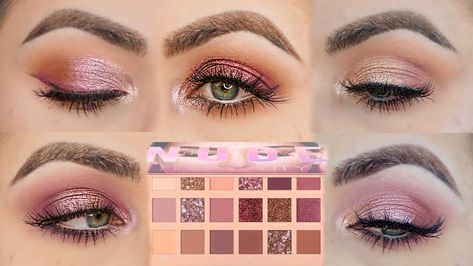 5 Look with the New Nudes Palette by Huda Beauty Huda Nude Palette Looks, Nude Eyeshadow Looks, Huda Palette, Huda Beauty Eyeshadow, Huda Beauty Palette, Maquillage Yeux Cut Crease, Nude Eyeshadow Palette, Beauty Youtubers, Eyeshadow For Blue Eyes