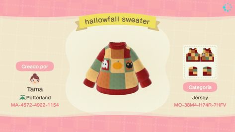 Acnh Isabelle Sweater, Acnh Fall Sweater, Acnh Sweater Code, Acnh Fall Outfits, Animal Crossing Sweater, Acnh Sweater, Halloween Cozy, Snoopy Sweater, Acnh Codes