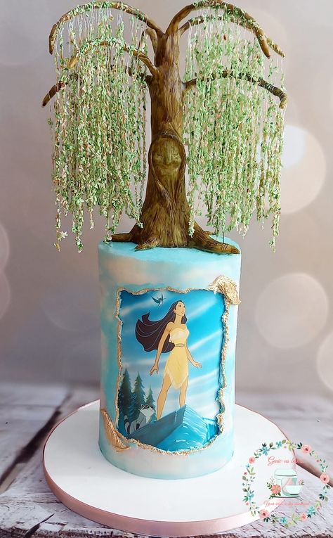 Pocahontas Cake Ideas, Pocahontas Theme Party, Pocahontas Birthday Cake, Pocahontas Tree, Princess Tiana Birthday Cake, Pocahontas Birthday Party Ideas, Pocahontas Cake, Pocahontas Wedding, Tiana Cake