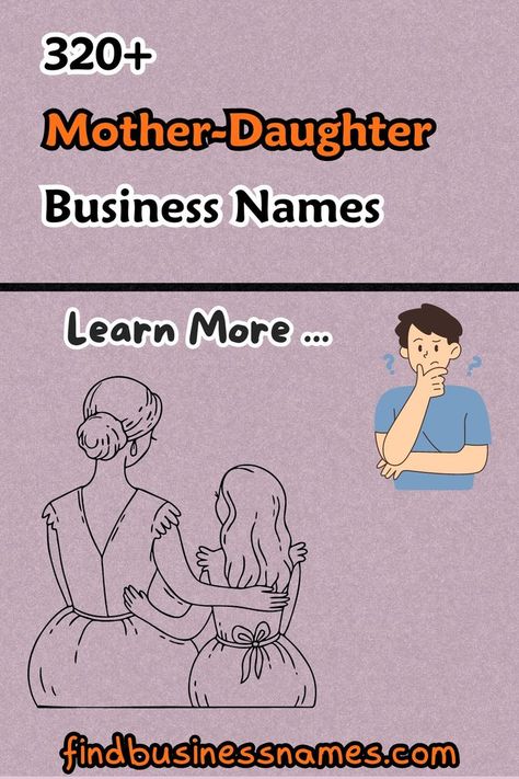 Find the perfect Mother-Daughter business names for your venture with our curated list. From catchy and creative to meaningful and memorable, these business names are sure to resonate with your entrepreneurial spirit. Explore now for the ideal name that captures the essence of your partnership! #MotherDaughterBusinessNames Mother And Daughter, Craft Business, Business Names, Mother Daughter, Brand Identity, How To Memorize Things