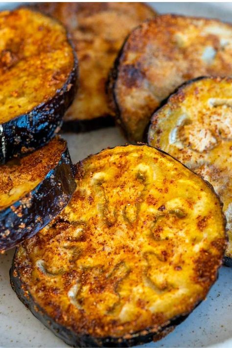 Air Fryer Eggplant (The BEST way to eat eggplant!) - Earth Blokes Eggplant On Blackstone, Ways To Use Eggplant, Healthy Egg Plant Meals, How To Cook Egg Plant Recipes, Ways To Make Eggplant, Sliced Eggplant Recipes, Eggplant In Airfryer, Eggplant Recipes Airfryer, Aubergine Recipe Air Fryer