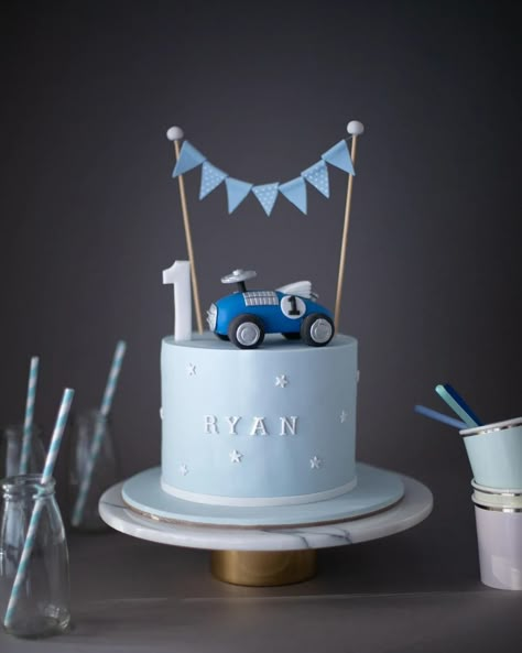 Blue Car Birthday Cake, Blue Car Birthday Theme, Blue Car Cake, Two Fast Birthday Party Boy Cake, Birthday Cake Cars Boy, First Birthday Cupcakes Boy, Birthday Cake 2 Year Boy, First Birthday Cake Boy Simple, First Birthday Cakes For Boys