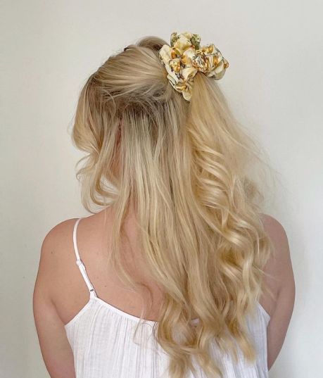 Half Up Half Down Scrunchie, Hairdo Ponytail, Scrunchies Hair, Half Up Half Down Hair, Luxury Hair, Half Up Hair, Half Up Half Down, Luxury Gifts, Half Up