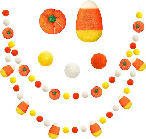 Felt garlands are beautiful decorations for making your classroom cozy and cheerful; The cute pom pom garland banners will brighten up any space! #classroom #classroomdecor #classroomdecorations #festiveclassroom #brightclassroom #happyclassroom #teaching #education #colorfulclassroom #happyteaching #seasonalclassroom #fall #halloween #feltgarland Halloween Doorway, Pumpkin Felt, Felt Garlands, Felt Pom Pom, Outdoor Thanksgiving, Space Classroom, Doorway Decor, Pumpkin Candy Corn, Beautiful Decorations