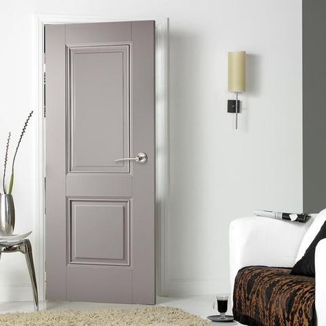 2 Panel Door, Grey Internal Doors, Grey Interior Doors, Painted Interior Doors, Interior Door Styles, Contemporary Doors, Grey Doors, Internal Door, Panel Door