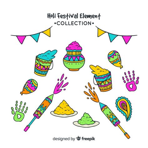 Cartoon holi festival element pack Free Vector Holi Doodle Art, Holi Doodle, Holi Decor, Holi Decoration, Holi Drawing, Packing Idea, Holi Pictures, Wedding Invitation Posters, Digital Doodles