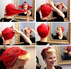 9⃣ Hair Scarf Tutorial 🎀 - Musely Hair Scarf Tutorial, Stile Pin Up, Cabelo Pin Up, Head Scarfs, Makeup Tip, Rockabilly Hair, Scarf Tutorial, Hair Scarf Styles, Head Scarf Styles