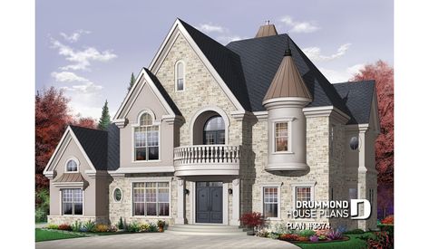 front - BASE MODEL of house plan 3874 Manor House Plans, Exterior Finishes, European Plan, Drummond House Plans, European House Plans, European House Plan, Bright Living Room, European House, Luxury House Plans