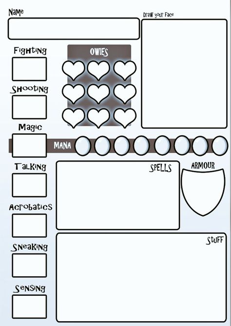 Character Sheet Simple, Dnd Character Sheet Beginner, Simple Character Sheet, Dnd Character Sheet Simple, Character Introduction Template, Original Character Sheet, Rpg Character Sheet, Dnd Paladin, Dnd Diy