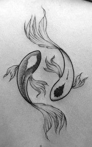 Sea Otters Holding Hands Tattoo, Yin And Yang Tattoo Fish, Pisces Fish Tattoo For Men, Small Pisces Tattoos Fish, Simple Koi Tattoo, Yon And Yang Koi Fish Tattoo, Pisces Tattoos Men, Ying Yang Pisces Tattoo, Pisces Fish Drawing