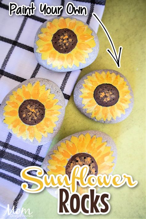 Rocks Crafts, Q Tip Painting, Nature Projects, Kid Friendly Crafts, Painting Activities, Painting Rocks, Sunflower Art, Sunflower Painting, Craft Projects For Kids