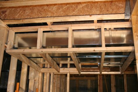 The Pigg Family: How to Build a Bulkhead Ductwork Covering Ideas, Ceiling Bulkhead Ideas, Bulkhead Ideas, Painting Basement Floors, Finish Basement, Building A Basement, Green Kitchen Decor, Closet Built Ins, Basement Inspiration