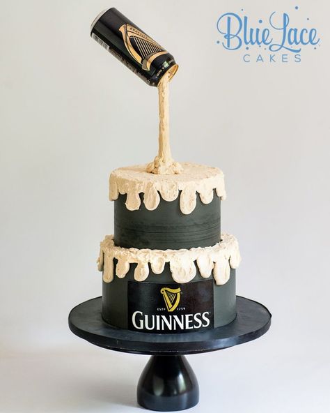 @bluelacecakes posted to Instagram: If you love @guinnessus then this cake is for you.  Inside was my chocolate stout cake, which I made with Guinness.  Stout caramel sauce ( also made from Guinness), and stout caramel buttercream.   Five cans of beer went into the making of this cake!  I'm not a huge beer lover, but even I love this cake.  . . . . . . . . #guinness #guinnesscake #guinnessbirthday #guinnesslover #chocolatestoutcake  #cakesofinstagram #bluelacecakes #birthdaycakesmd #customcakes Guinness Birthday, 27th Birthday Cake, Lace Cakes, Guinness Cake, Caramel Buttercream, Ice Cake, Cake Artist, Adult Birthday Cakes, Birthday Cakes For Men