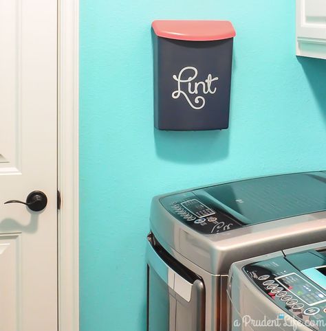 This is a great idea - make a wall mounted lint bin next to the dryer! Trash Can Ideas, Lint Bin, Small Laundry Space, Can Ideas, Laundry Room Hacks, Laundry Closet, Small Laundry Rooms, Small Laundry Room, Small Laundry