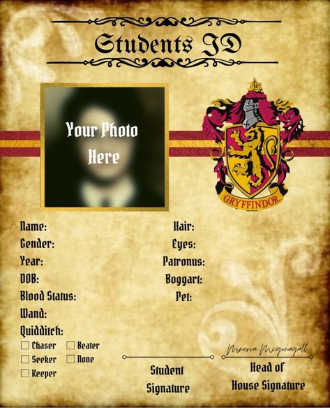 Hogwarts Student Id, Hogwarts Id, Gryffindor Student, Harry Potter Ticket, Hp Wallpaper, Gacha Background, Harry Potter Stickers, Student Id, Flag Printable