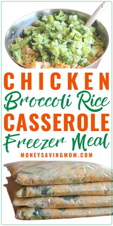 This Chicken Broccoli Rice Casserole freezer meal is frugal, easy to whip up, delicious, and filling! You easily whip up enough for four dinners! #freezermeals #chickenandbroccoli #easycasserole Camping Meal Planning, Chicken Freezer Meals, Chicken Broccoli Rice Casserole, Chicken Broccoli Rice, Freezing Food, Broccoli Rice Casserole, Freezable Meals, Freezer Meal Planning, Rice Casserole Recipes