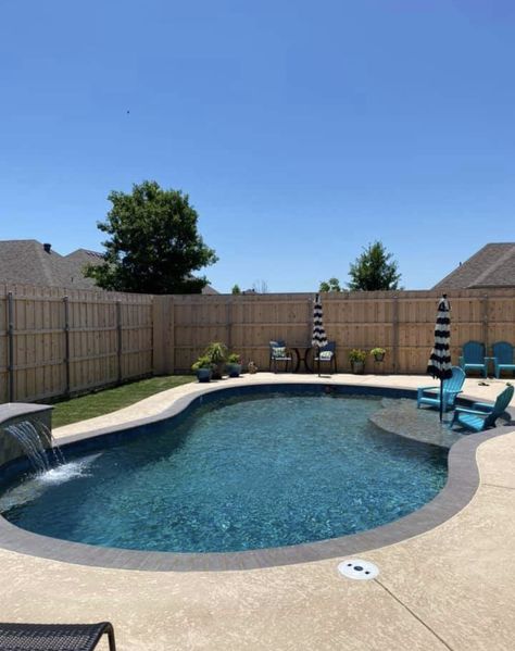 Smaller Inground Pool Ideas, Inground Pool Slides, Small Inground Pool Ideas, Pool 2023, Inground Pool Ideas, Small Inground Pool, Inground Pool Designs, Inground Pool Landscaping, Beach Entry Pool