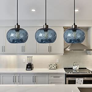 Blue Pendant Lighting Over Kitchen Island, Colored Glass Pendant Lights Over Kitchen Island, Blue Pendant Lights Kitchen, Navy Light Fixture, Hanging Island Lights, Coastal Pendant Lights Over Kitchen Island, Led Pendant Lights Over Kitchen Island, Blue Pendant Lights Over Kitchen Island, Blue Glass Pendant Light