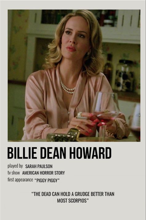 minimal polaroid character poster for billie dean howard from american horror story (murder house) Ahs Collage, Billie Dean Howard, Ahs Poster, American Horror Story Quotes, American Horror Story Characters, Ahs Characters, Ahs Hotel, American Horror Story 3, Film Polaroid