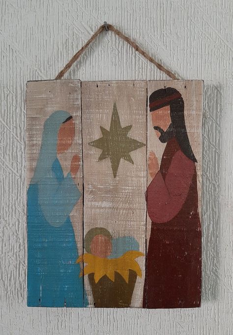 Diy Projects For Christmas, Nativity Scene Diy, Nativity Painting, Christmas Wooden Signs, Wooden Christmas Decorations, Christmas Memes, The Nativity, Nativity Crafts, Christmas Decorations Diy Outdoor