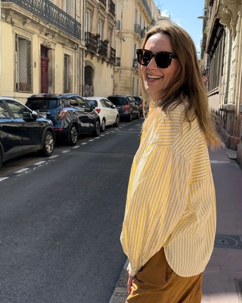 💛🤍 add some sunshine to your outfit with the yellow striped ELLI SHIRT designed with an oversized fit and voloumios sleeves. This shirt blouse is comfortable to wear for both work and vacation as part of your all-season wardrobe💫 Yellow And White Striped Shirt Outfit, Yellow Striped Shirt Outfit, Striped Shirt Outfit, Outfits With Striped Shirts, Yellow Striped Shirt, Yellow Stripes, Outfits Ideas, Striped Shirt, Shirt Outfit