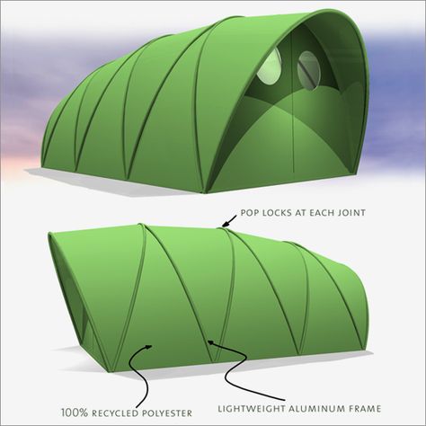 Slideshow: Instant Housing and Designing for Disaster | WIRED Module Architecture, Green Architecture Concept, Pod Tents, Shelter Ideas, Shelter Design, Best Tents For Camping, Emergency Shelter, Tent Design, Camping Tents