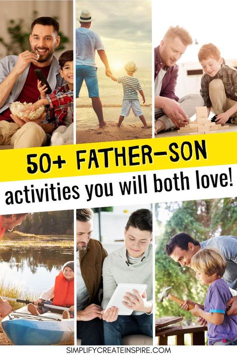 This list of father-son day ideas is perfect for spending quality time with your son. From outdoor Father-son activities to simple DIY projects, these ideas will provide fun and lasting memories for both of you. Father son date ideas, father son activity ideas. Things for dads and sons to do together. Father And Son Activities Ideas, Father And Son Activities, Father Son Bonding, Father Daughter Activities, Father Son Activities, Dads And Sons, Kid Dates, Daughter Activities, Simple Diy Projects