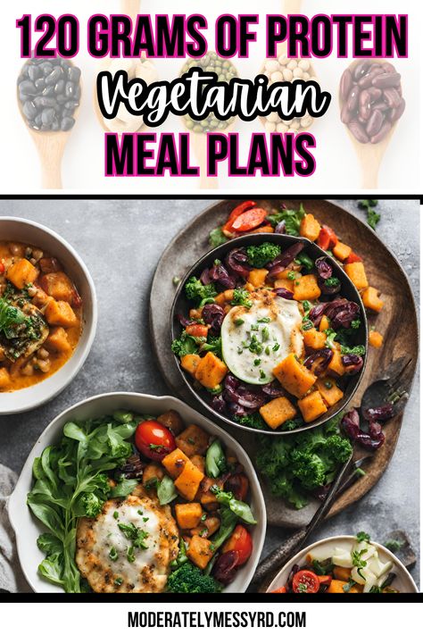 The power of a plant-based diet is on the rise! Whether you're a vegetarian or just trying to eat more plant-based meals, prioritizing protein - especially reaching 120 grams of protein per day- can be challenging. This post includes 120 grams of protein vegetarian meal plans with recipe ideas with at least 20 grams of protein per serving. Plant Based Bodybuilding Meal Plan, Easy High Protein Veggie Meals, Bowmar Protein Recipes, Vegetarian Macros Meal Plan, 1800 Calorie Meal Plan Vegetarian, High Plant Protein Meals, 30 Grams Of Protein Vegetarian, 20 Grams Of Protein Meals, Protein Options For Vegetarians