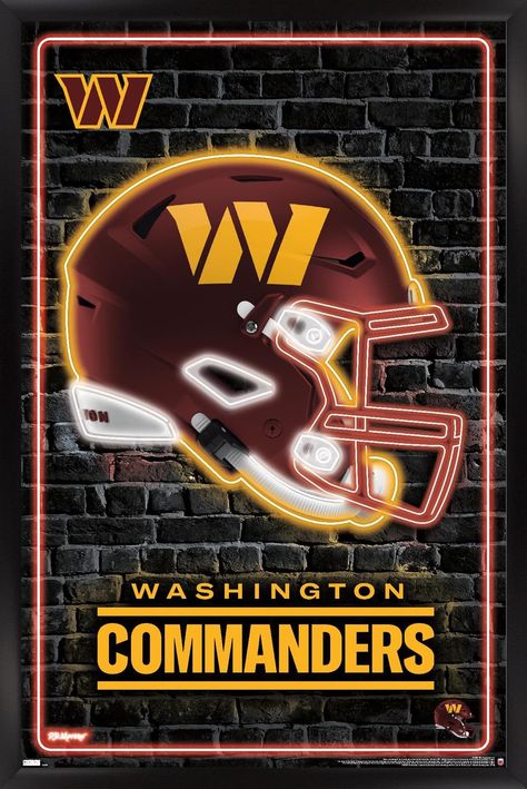 PRICES MAY VARY. This Trends NFL Washington Commanders - Neon Helmet 23 Wall Poster uses high-resolution artwork and is printed on PhotoArt Gloss Poster Paper which enhances colors with a high-quality look and feel Poster Frame is a clean and modern design offered in a variety of colors to showcase the art and compliment any room decor Lightweight and easy to hang construction allows for a quick installation of this framed poster using the attached sawtooth hanger so you can enjoy your wall art Neon Helmet, Wall Poster Prints, Washington Commanders, Washington Football, Barn Wood Frames, Framed Posters, Trends International, Top Trending, Paper Frames