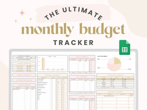 5 Best Aesthetic Monthly Budget Finance Tracker Google Sheets Digital Templates — DIAxNA Budget Planner Worksheet, Faire Son Budget, Budget List, Budget Spreadsheet Template, Monthly Budget Spreadsheet, Budget Tracking, Printable Budget, Debt Repayment, Finance Tracker