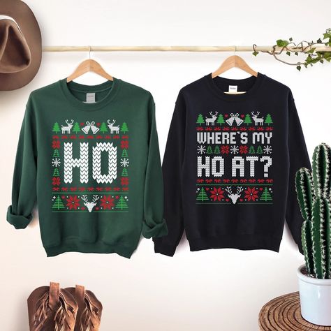 Funny Couples Ugly Christmas Sweater Unisex Couples Matching - Etsy Matching Ugly Christmas Sweaters, Couples Christmas Sweaters, Ugly Christmas Sweater Couples, Matching Christmas Shirts, Christmas Sweater Party, Christmas Party Shirts, Ugly Christmas Sweater Funny, Ugly Christmas Sweaters, Ugly Christmas Sweater Party