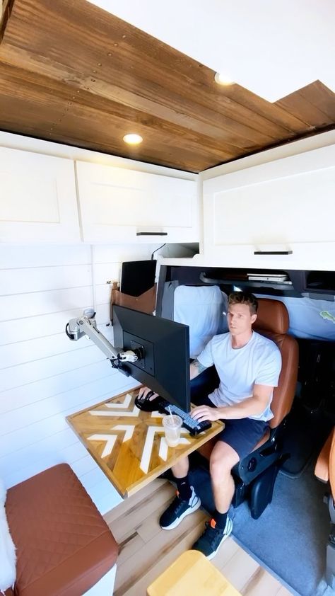 One of my favorite things to do in the van is setup the mobile office, bump some tunes and vibe out 🦙 -Jake 🤙🏼 #vanvibes #vanoffice… | Instagram Van Life Office, Van Conversion Office, Van Sink, Van Workshop, Van Office, Camper Table, Mosquito Coast, Campervan Bed, Surf Van