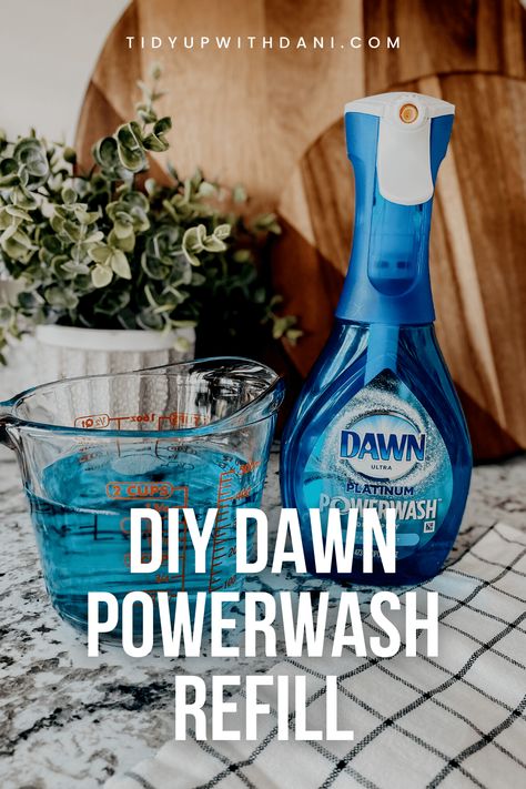 A three-ingredient DIY recipe for making your own Dawn Powerwash Refill. It doesn't get any easier than THIS! Homemade Dawn Powerwash Refill, Diy Dawn Powerwash Spray Refill, Diy Powerwash Solution, Home Made Dawn Power Wash, Copycat Dawn Powerwash, Homemade Dawn Power Wash, Making Dawn Powerwash, How To Refill Dawn Powerwash, Dawn Cleaning Hacks