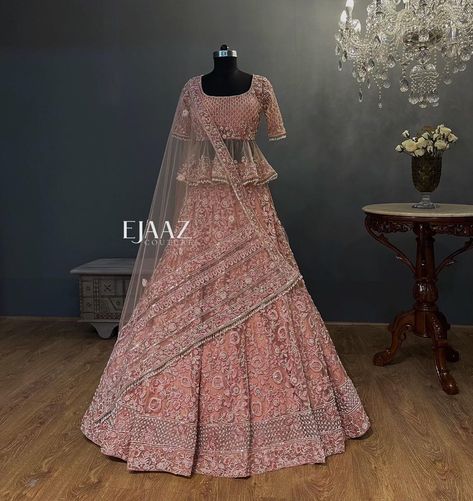 Lehenga With Peplum Top, Ejaaz Couture, Royal Pink, Indian Wedding Gowns, Desi Dress, Indian Outfits Lehenga, Wedding Lehenga Designs, Indian Bride Outfits, Traditional Indian Dress