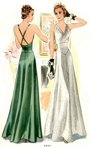 1930s Formal Dress, Old Hollywood Dress, Evening Gown Pattern, 1940s Fashion Women, Formal Dress Patterns, Vintage Evening Gowns, Robes Glamour, Hollywood Dress, 1930s Dress