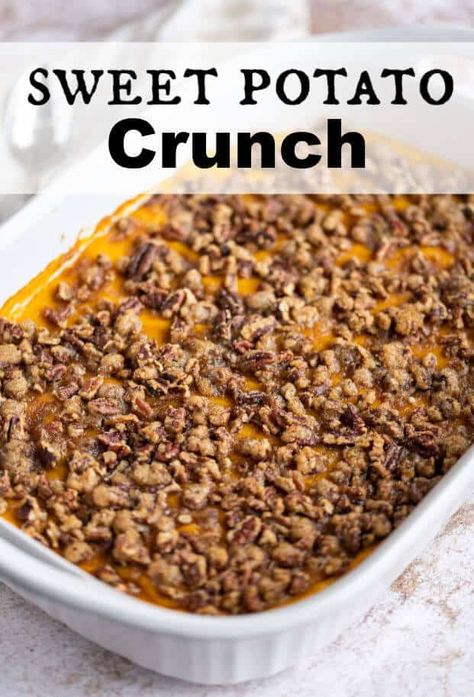 With a soft, bubbling inside, and a crunchy pecan outside, Whipped Sweet Potato Casserole with Praline Topping is a wowing addition to any holiday or turkey dinner. via @artfrommytable Pecan Praline Topping, Sweet Potato Crunch, Easy Sweet Potato Casserole, Whipped Sweet Potatoes, Canned Yams, Freeze Sweet Potatoes, Sweet Potato Pecan, Sweet Potato Casserole Easy, Easy Sweet Potato