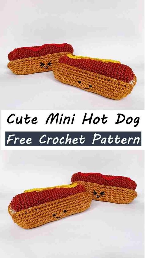 Dive into the fun world of crochet with an easy and delightful Amigurumi Hot Dog Crochet Pattern, specially designed for beginners. Imagine crafting your very own playful plush toy that looks just like a hot dog, complete with charming details like mustard or ketchup on top. This project is perfect for those new to crochet, guiding you through each step with clear, simple instructions. You’ll need some basic materials like a crochet hook, yarn in playful colors, safety eyes, and stuffing to brin Crochet Hot Dog Pattern Free, Mini Hot Dogs, Baby Dress Diy, Crochet Backpack Pattern, Crochet Organizer, Crochet Diaper Cover, Crochet Backpack, Backpack Pattern, Medium Weight Yarn