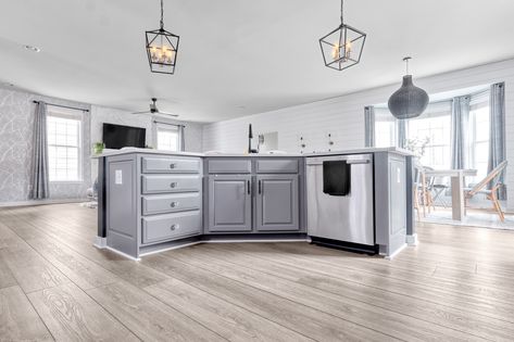 Arlo Signature | Modin Rigid LVP Collection Customer Space | VA - Beach Style - Kitchen - DC Metro - by Flooret | Houzz Light Grey Flooring, Beach Style Kitchen, Espresso Cabinets, Yellow Cabinets, New Floors, Va Beach, Dc Metro, Dark Cabinets, Grey Cabinets