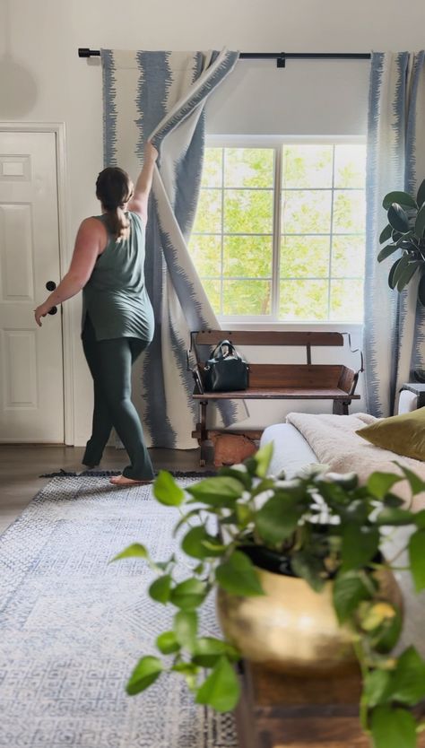 Follow these rules to hang curtains like a professional and your home will feel custom, elevated ... Pottery Barn Curtain Rods, Pottery Barn Curtains, How To Hang Curtains, Patterned Curtains, Curtain Length, Neutral Room, Long Curtains, Quality Curtains, Fool Proof