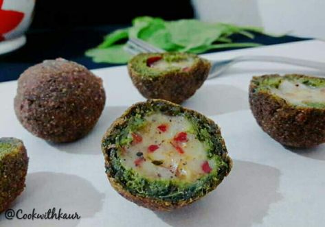 Spinach Cheese Balls/ Spinach Balls – Cook With Kaur Spinach Cheese Balls, Besan Laddu Recipe, Spinach Appetizers, Spinach Puree, Cheese Balls Recipe, Cheddar Cheese Ball, Vegetable Cutlets, Spinach Balls, Laddu Recipe