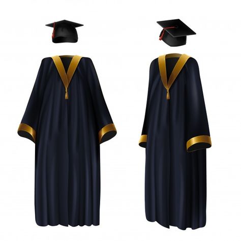 Graduación de la ropa, vestido y gorra d... | Free Vector #Freepik #freevector #oro #escuela #educacion #estudiante Grad Gowns And Cap, Graduation Gown Design, Graduation Robe Design, Graduation Gown Outfit, Graduation Gowns And Caps, Seniors Jacket, Graduation Uniform, All Might Cosplay, Graduation White Dress