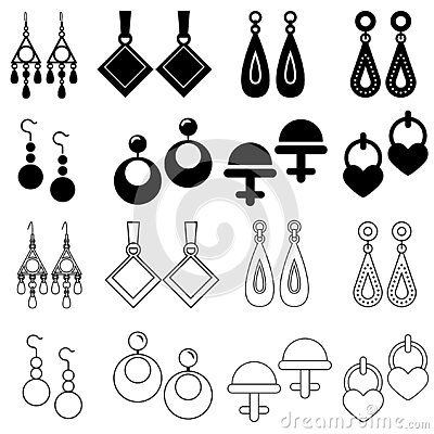 earrings-icon-vector-set-jewelry-illustration-sign-collection-accessory-symbol-can-be-used-web-sites-mobile-applications Earrings Art Drawing, Earrings Illustration Drawing, Earrings Drawing Sketch, Earrings Sketch, Earrings Illustration, Earrings Drawing, Jewelry Logo Ideas, Polymer Clay Pins, Herb Embroidery