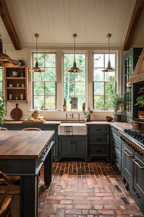 Transform your farmhouse kitchen into a cozy retreat with 44 design ideas that prioritize warmth and intimacy. #CozySpaces #FarmhouseKitchen #DreamKitchen Mountain Inspired Kitchen, Country Design Interior, 2 Room Kitchen Layout, Castle Inspired Kitchen, Old Home Kitchen Remodel, Cozy Rustic Kitchen, Rustic Farmhouse Kitchen Ideas Country, Colonial Farmhouse Interior Design, Barn Kitchen Ideas