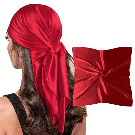 PRICES MAY VARY. ► 【Soft Fabric】 - Our red silk scarves are made of 100% polyester silk feeling fabric. They are luxury, elegant,vibrant with rich color collocation,one-side printing pattern.The satin scarf feel silky, smooth and soft when you touch it, cool in summer and warm in winter, suitable for all seasons in one year. ► 【Main Features】 - The red head scarf is about 35 x 35 inch (90*90cm) square size,it is not only large enough to wrap your hair to sleep at night, but also can be used as a Bandana For Hair, Scarf For Hair, Hair Wrapping, Red Silk Scarf, Silk Headscarf, Satin Headband, Scarf Bandana, Satin Scarf, Scarf Women Fashion