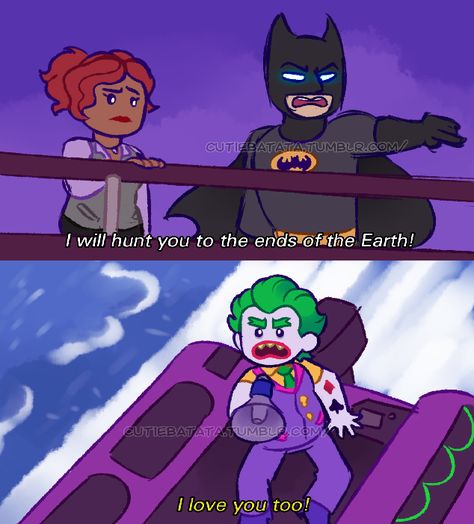 I'm not a batjojes shipper but I can defiantly see this happen lol Joker In A Dress, Lego Joker, Ja I Ty, Lego Hacks, Bat Joker, Lego Poster, Dik Dik, Walpapers Cute, Lego 4