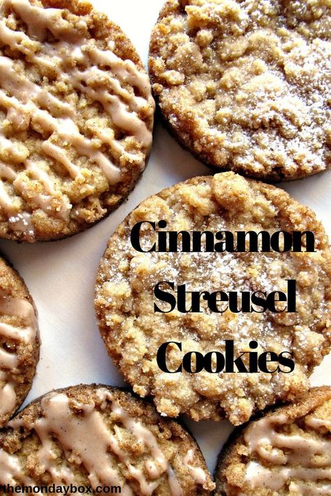 Cinnamon Streusel Cookies, Cinnamon Crumble Cookies, Muffin Top Cookies, Streusel Cookies, Honey Shortbread, Cinnamon Sugar Desserts, Cookies Monster, Large Cookies, Cinnamon Icing