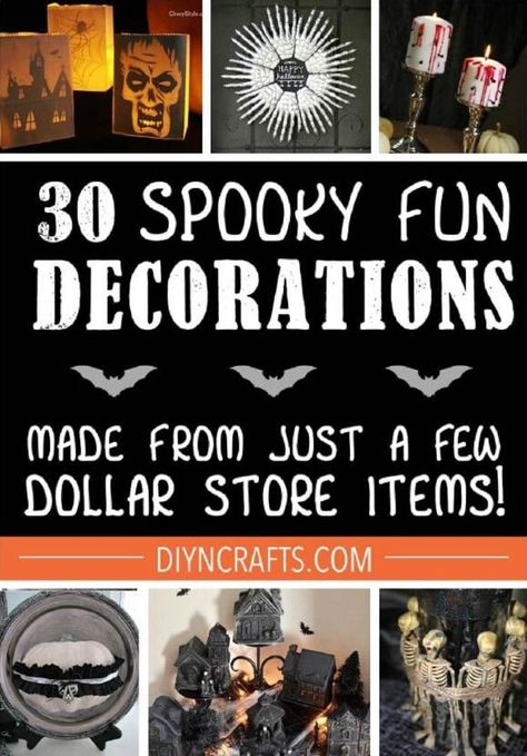 Dollar Store Halloween Crafts, Dollar Store Halloween Diy, Gothic Crafts, Dollar Tree Halloween Decor, Spooky Crafts, Outside Halloween Decorations, Dollar Store Halloween Decorations, Halloween Scavenger Hunt, Dollar Tree Halloween