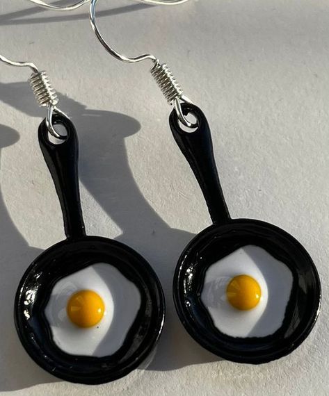 Silly Earrings, Crazy Earrings, Weird Earrings, Egg Earrings, Funny Jewelry, Homemade Earrings, Weird Jewelry, Food Earrings, Funky Earrings