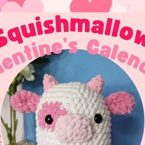 Free Crochet Squishmallow Pattern, Squishmallow Crochet Pattern Free, Squishmallow Crochet Pattern, Crochet Squishmallow Pattern Free, Crochet Squishmallow, February 1st, Valentines Crochet, The Cow, Needle Work