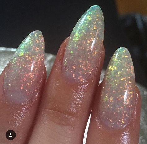 Opal nails........LOVE IT!! Opal Glitter Nails, Opal Nails Acrylic, Opal Nail Designs, Opal Nails, Nails Love, Nail Idea, Senior Prom, Acrylic Nails Coffin, Glitter Dress